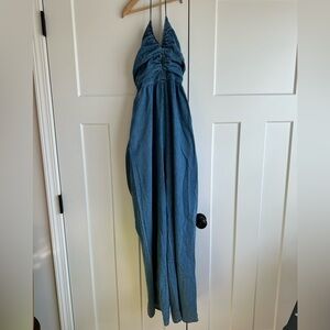 Denim Halter Jumpsuit
